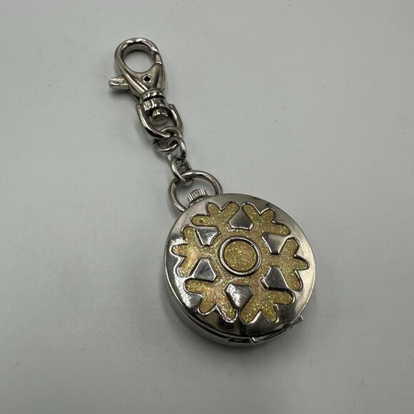 3/$30 Snowflake Clip-On Watch Keychain Bag Charm Hidden Dial Silver Tone - Picture 2 of 11